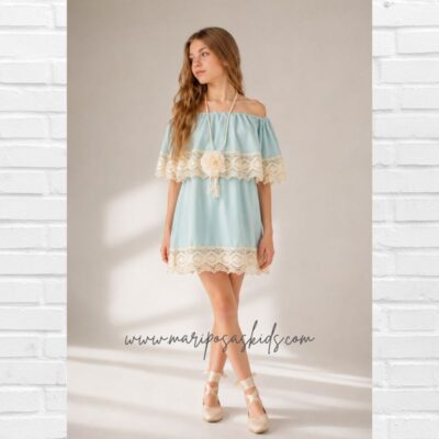 Vestido BELLA BIMBA Aguamarina Puntilla