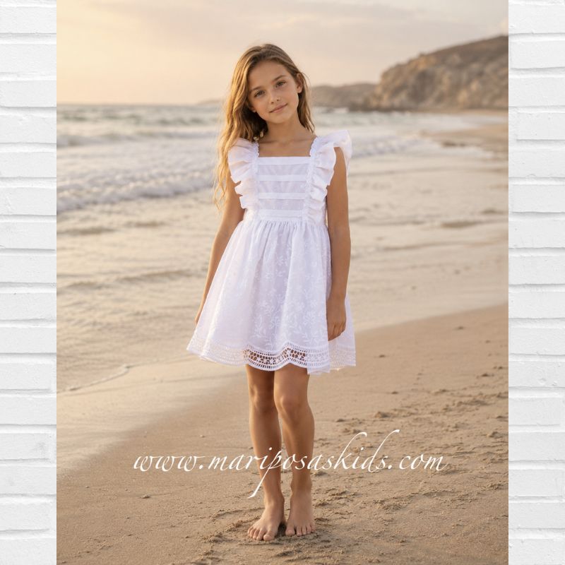 Vestido LAPEPPA Blanco con TUL Rosa - Imagen 2