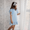 Vestido Foque Azul Claro con Pompón Blanco y Lazo Espalda - Imagen 5