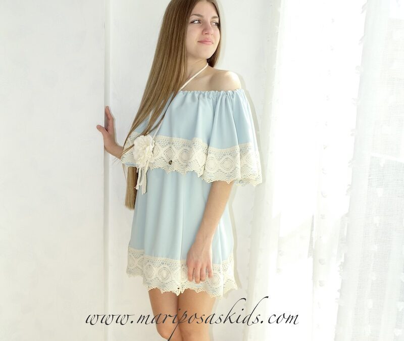 Vestido BELLA BIMBA Aguamarina Puntilla