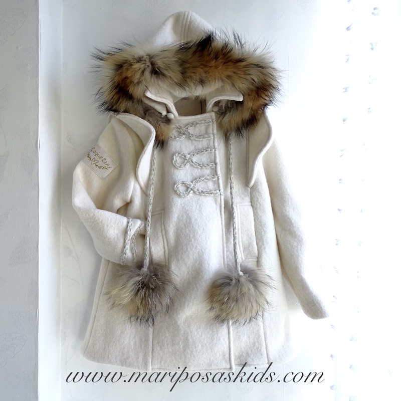 COQUELIN Abrigo Blanco Lana y Pelo Natural - Imagen 4