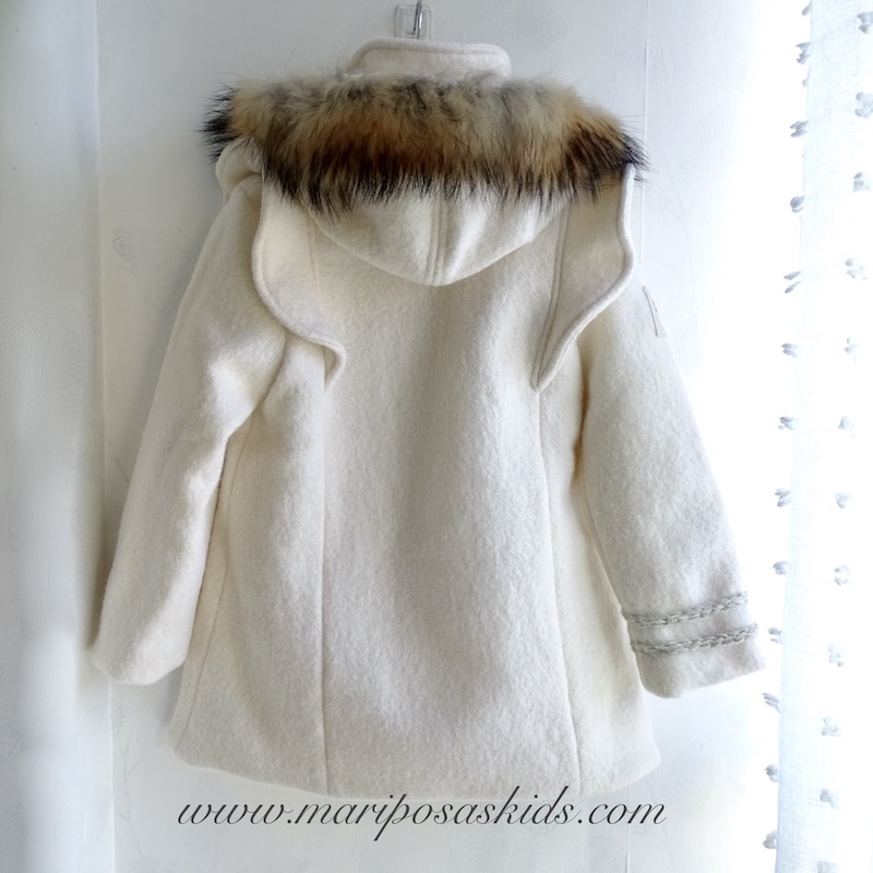 COQUELIN Abrigo Blanco Lana y Pelo Natural - Imagen 5