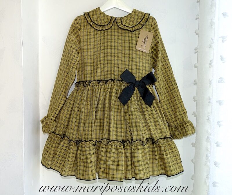 LOLITTOS Vestido GLOBO Mostaza/Negro