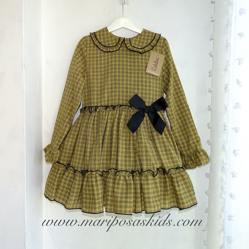 LOLITTOS Vestido GLOBO Mostaza/Negro
