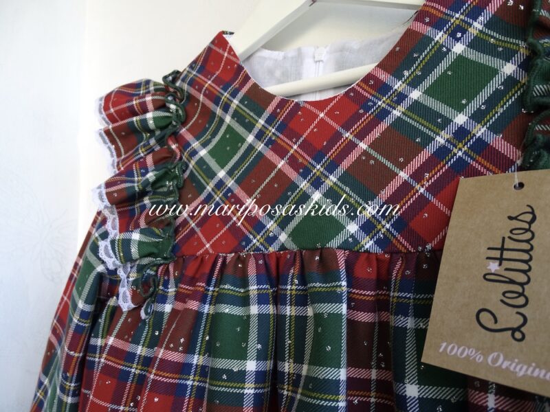 LOLITTOS Vestido Poalla Escocés Rojo/Verde - Imagen 2