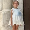 Vestido LAPEPPA Blanco Bordado TUL Azul - Imagen 2