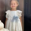 Vestido LAPEPPA Blanco Bordado TUL Azul - Imagen 5