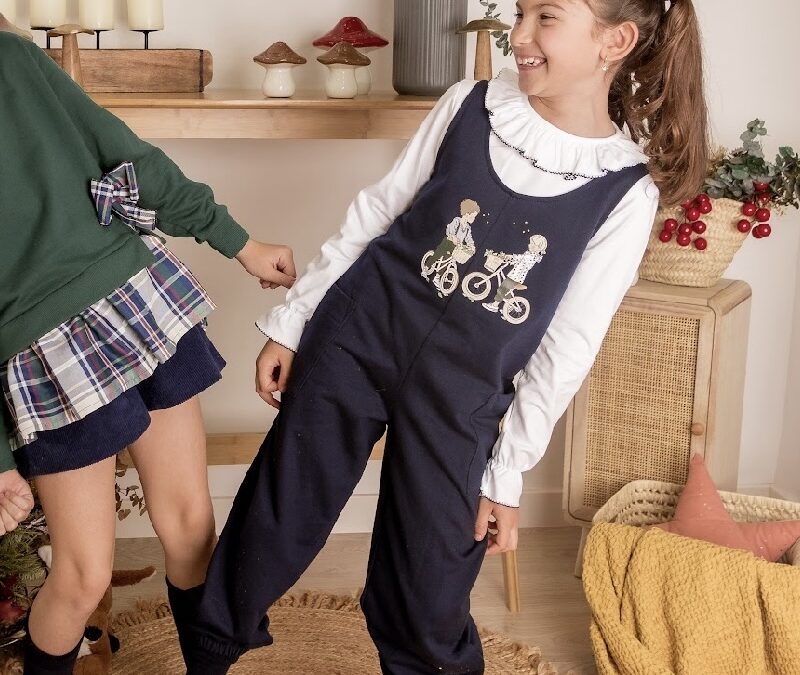 Peto y Blusa BICICLETA Mon Petit Bonbon Niña