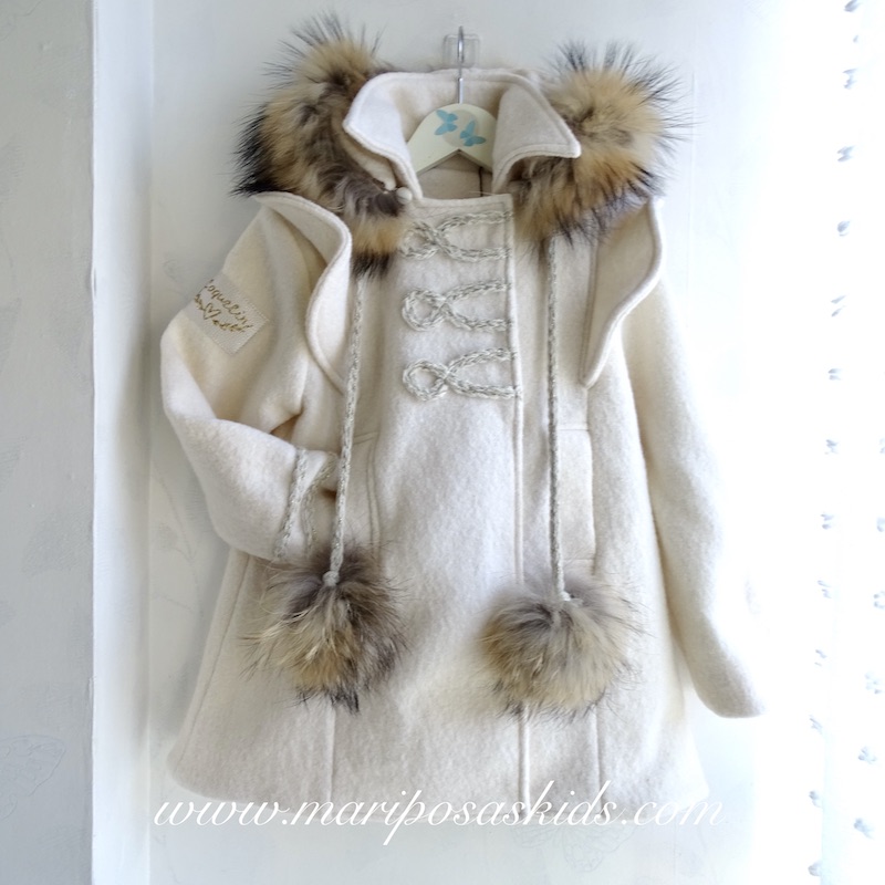 COQUELIN Abrigo Blanco Lana y Pelo Natural - Imagen 2