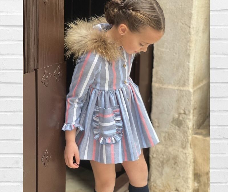 Vestido LAPEPPA Rayas Gris Coral Capucha