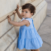 Vestido Rochy Bouquet Azul Perforado con Vuelo