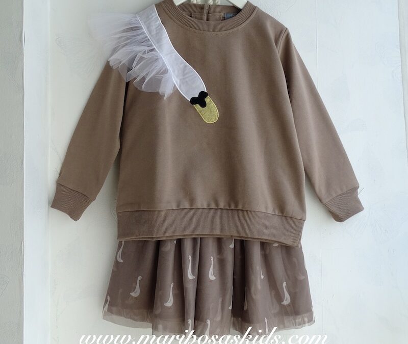 Falda MON PETIT Niña Cisnes Tul