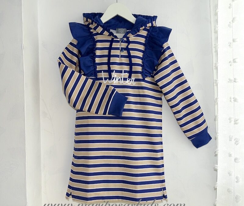 Vestido RAYAS MON PETIT BONBON Azul Camel