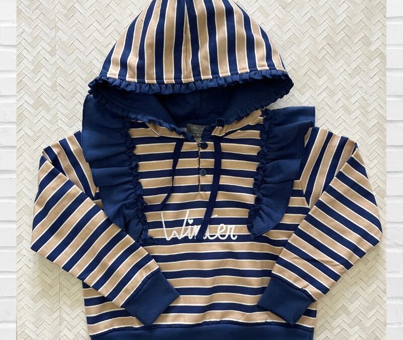 Sudadera Rayas MON PETIT Niña Azul Camel