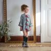 Vestido Rochy Pata de Gallo Volante Chorrera en Rojo Escocés
