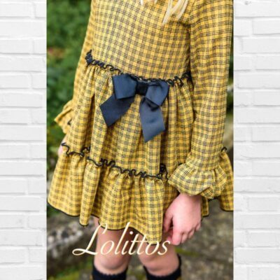 LOLITTOS Vestido GLOBO Mostaza/Negro